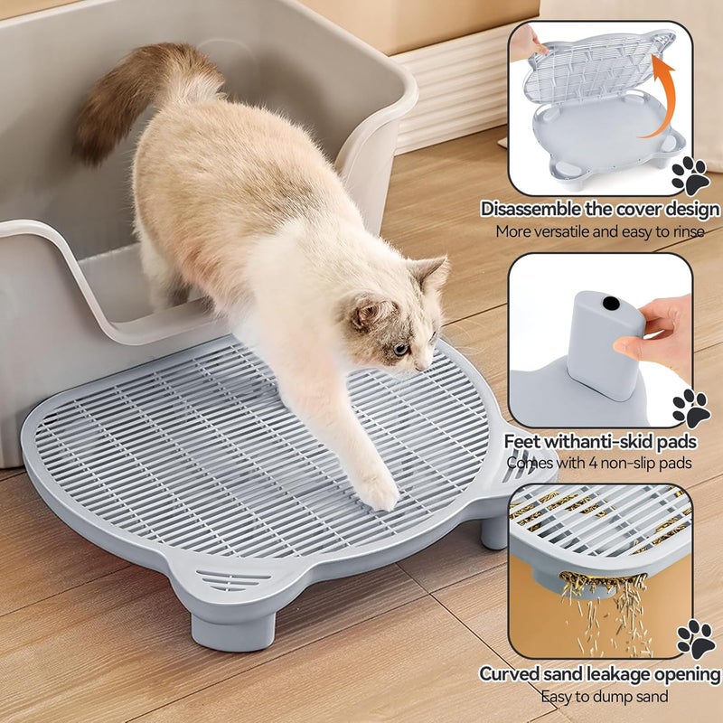 Bartuke Adjustable Cat Ramp Litter Box Step Double Layer with Filter Function, Elevated Litter Box Ramp for Senior Cats Easy Cleaning Cat Litter Tray for Floor Indoor (Grey) - Image 2